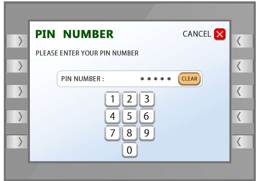 ATM screen for step 7: Enter the Code Number