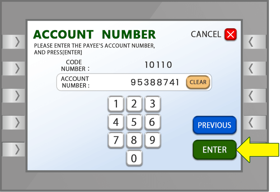 ATM screen for step 9: Enter the Amount