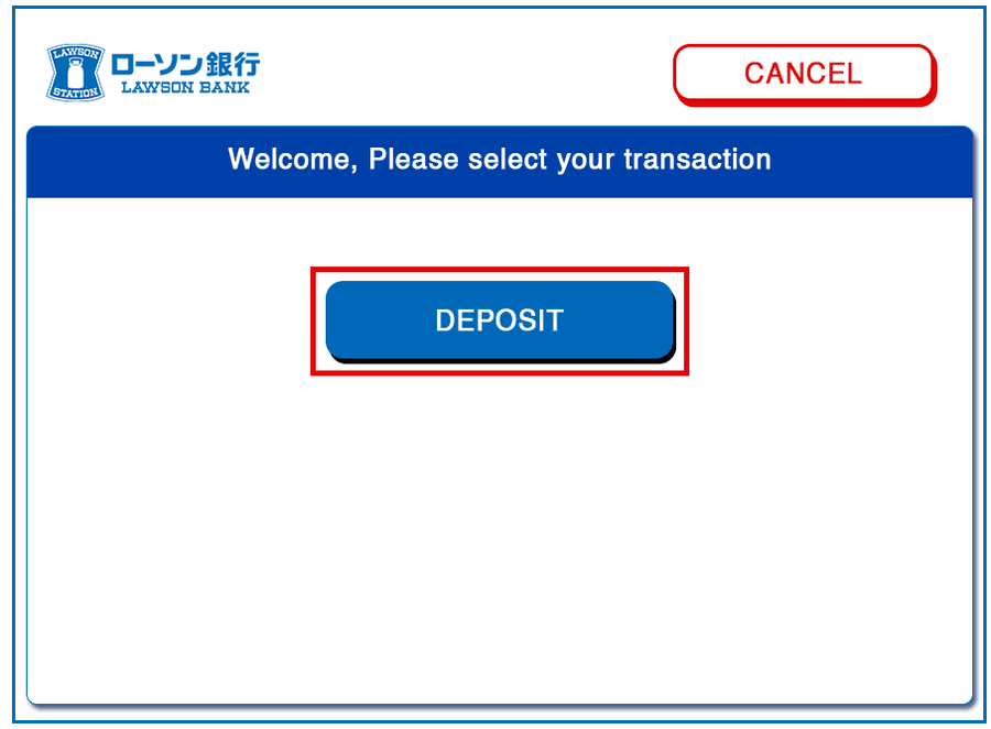 ATM screen for step 4: Select “Deposit”