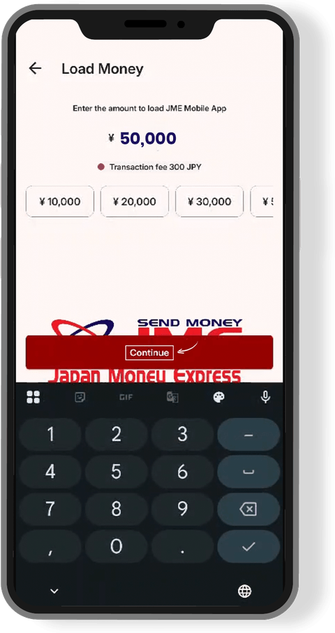 App screen for step 2: Enter the amount