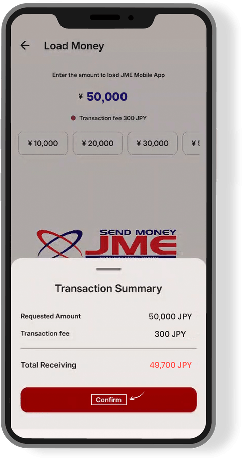 App screen for step 3: Confirm the transaction